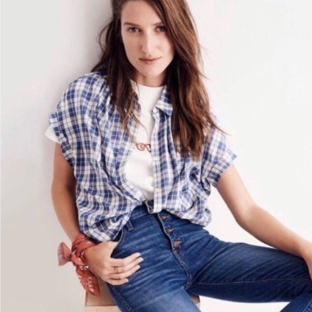 Madewell Central Linus Plaid Shirt Purple Blue size XS and small